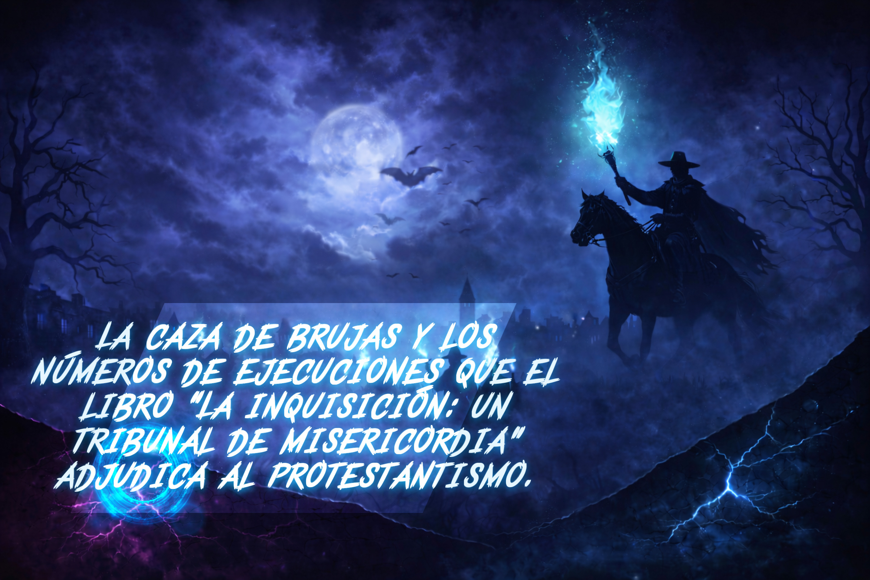 Portada de La caza de brujas y los números de ejecuciones que el libro “La inquisición: un tribunal de misericordia” adjudica al protestantismo.